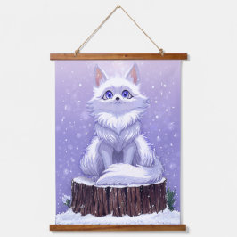 Winter Guardian: Whimsical Poolvos in het wild Hangend Wandkleed
