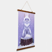 Winter Guardian: Whimsical Poolvos in het wild Hangend Wandkleed (Gebogen)