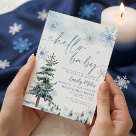 Winter Hallo Baby, Winter Blauwe Baby Shower Kaart