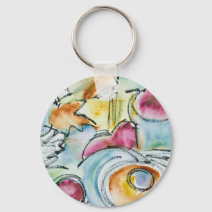 Winter-Handgeschilderde Abstracte Aquarel Sleutelhanger