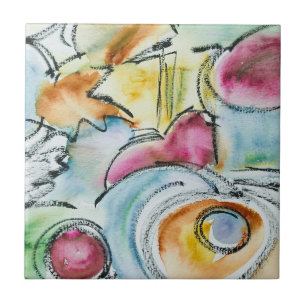Winter-Handgeschilderde Abstracte Aquarel Tegeltje