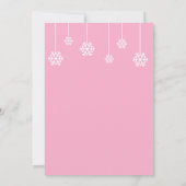 Winter Hanging Snowflakes Pink Party Invitation Kaart (Achterkant)