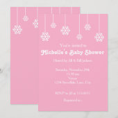 Winter Hanging Snowflakes Pink Party Invitation Kaart (Voorkant / Achterkant)