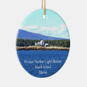 Winter Harbour Lighthouse Round Ornament (Rechts)