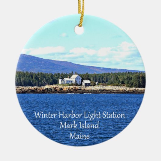 Winter Harbour Lighthouse Round Ornament (Voorkant)