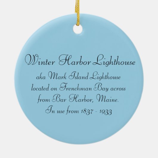 Winter Harbour Lighthouse Round Ornament (Achterkant)