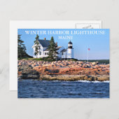 Winter Harbour-vuurtoren, Maine Briefkaart (Voorkant / Achterkant)