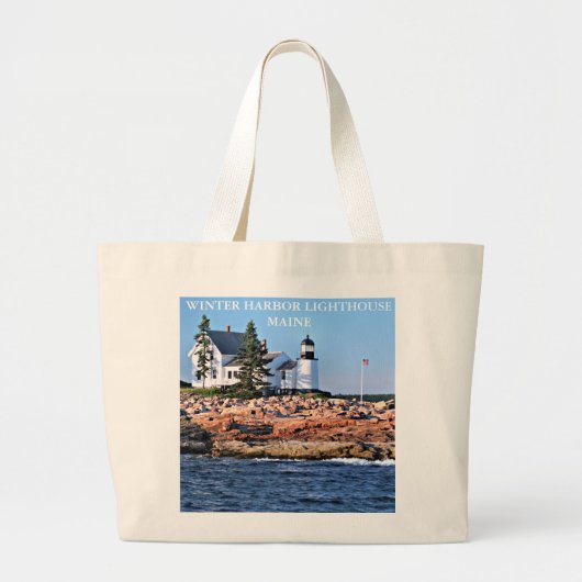 Winter Harbour-vuurtoren, Maine Grote Tote Bag (Voorkant)