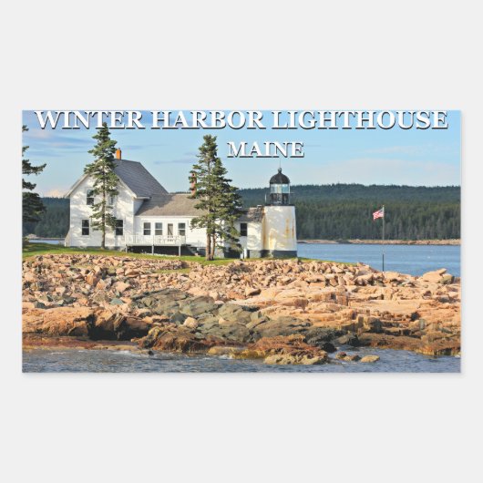Winter Harbour-vuurtoren, Maine Rechthoekige Sticker (Voorkant)
