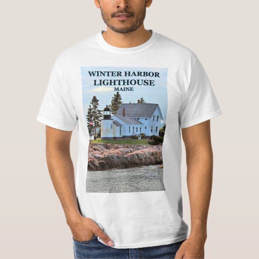 Winter Harbour-vuurtoren, Maine T-Shirt (Voorkant)