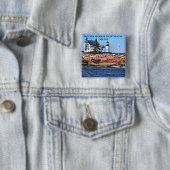 Winter Harbour-vuurtoren, Maine Vierkante Button 5,1 Cm (In situ)