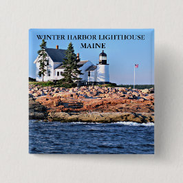 Winter Harbour-vuurtoren, Maine Vierkante Button 5,1 Cm