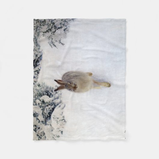 Winter Hare (Rabbit), Bruno Liljefors Fleece Deken (Voorkant)