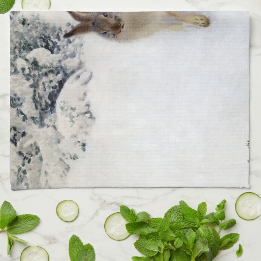 Winter Hare (Rabbit), Bruno Liljefors Theedoek (Gevouwen)