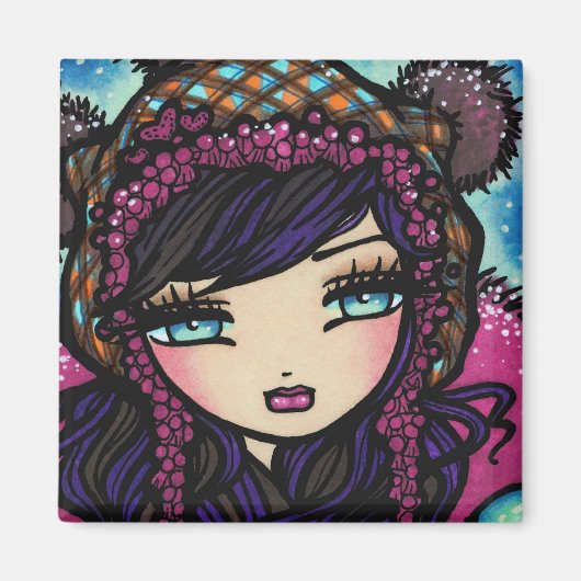 Winter Hart van Ice Sneeuw Meisje Art Hannah Lynn Magneet (Voorkant)