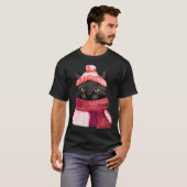Winter Hat And Shawl Black Cat For Kitten T-shirt (Voorkant volledig)