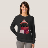 Winter Hat And Shawl Black Cat For Kitten T-shirt (Voorkant volledig)