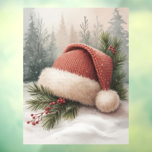 Winter Hat Window Cling Raamsticker (Vel 3)
