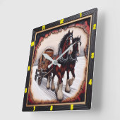 Winter Haul: Gepersonaliseerde Charred Wood Clydes Vierkante Klok (Hoek)