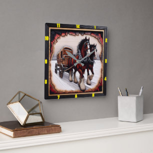 Winter Haul: Gepersonaliseerde Charred Wood Clydes Vierkante Klok