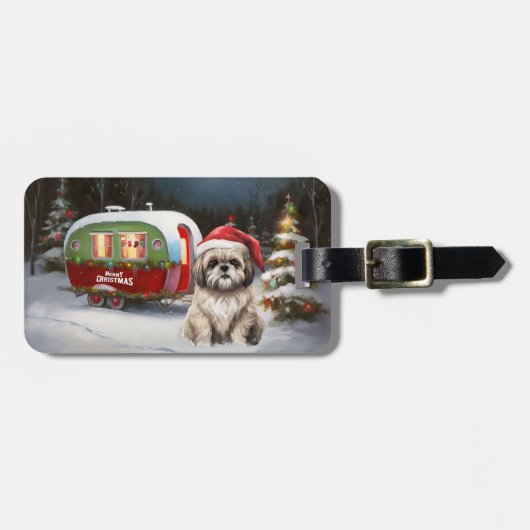 Winter Havanese Caravan Kerstavontuur Bagagelabel (Voorkant horizontaal)
