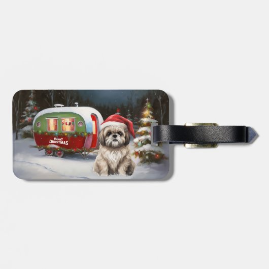 Winter Havanese Caravan Kerstavontuur Bagagelabel (Achterkant horizontaal)