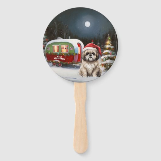 Winter Havanese Caravan Kerstavontuur Handwaaier (Voorkant)