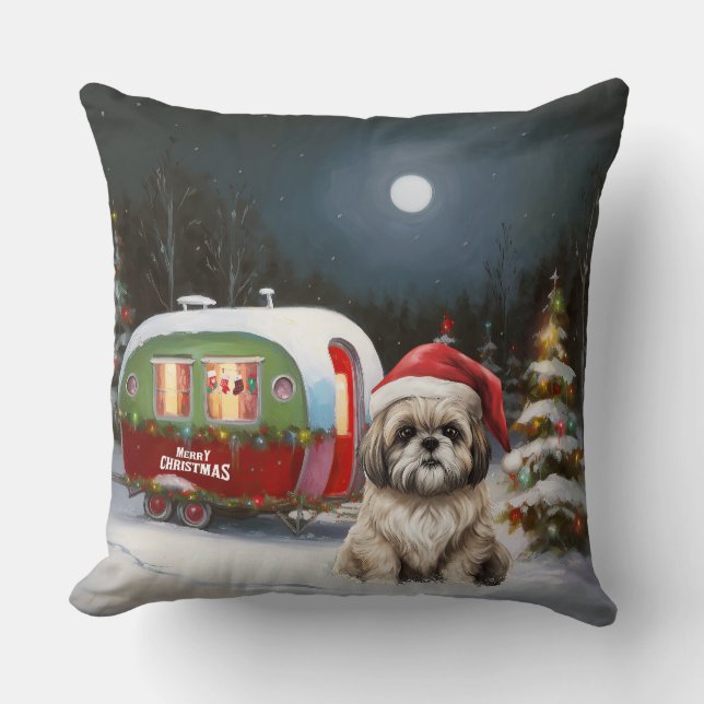 Winter Havanese Caravan Kerstavontuur Kussen (Voorkant)