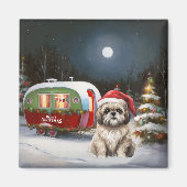 Winter Havanese Caravan Kerstavontuur Magneet (Voorkant)