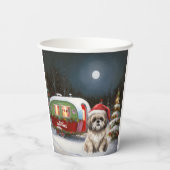 Winter Havanese Caravan Kerstavontuur Papieren Bekers (Achterkant)