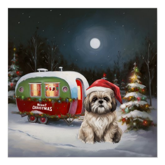 Winter Havanese Caravan Kerstavontuur Perfect Poster (Voorkant)