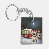 Winter Havanese Caravan Kerstavontuur Sleutelhanger (Voorkant Links)