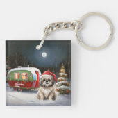 Winter Havanese Caravan Kerstavontuur Sleutelhanger (Achterkant)