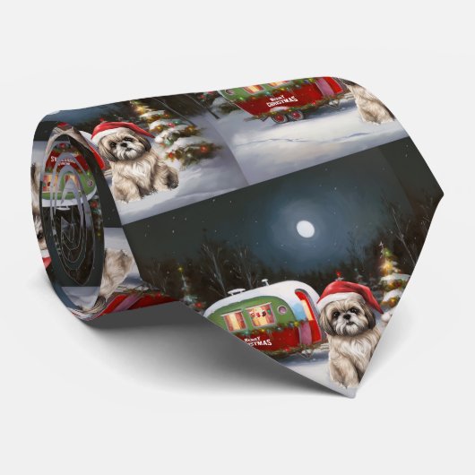 Winter Havanese Caravan Kerstavontuur Stropdas (Opgerold)