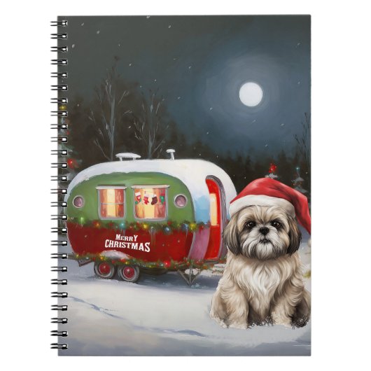 Winter Havanese Karavaan Kerstmis Avontuur Notitieboek (Voorkant)