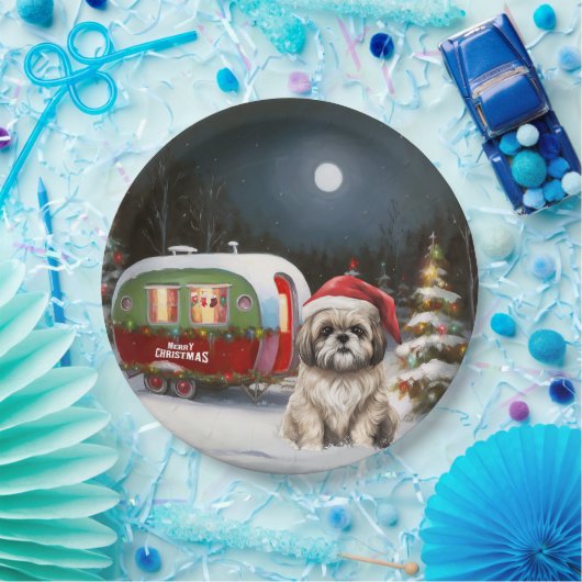 Winter Havanese Karavaan Kerstmis Avontuur Papieren Bordje (Feest)
