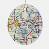 Winter Haven en  kaart Lakeland Keramisch Ornament (Links)
