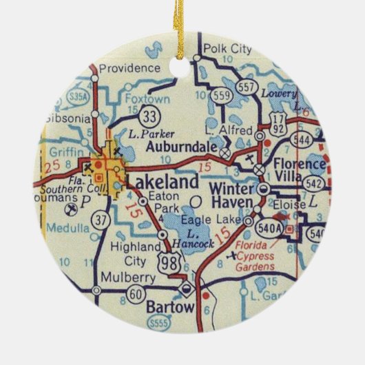 Winter Haven en  kaart Lakeland Keramisch Ornament (Achterkant)