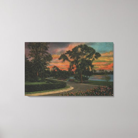 Winter Haven, Florida - Sunset Uitzicht of Lake Canvas Afdruk (Voorkant)
