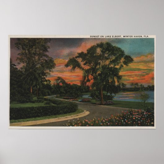 Winter Haven, Florida - Sunset Uitzicht of Lake Poster (Voorkant)