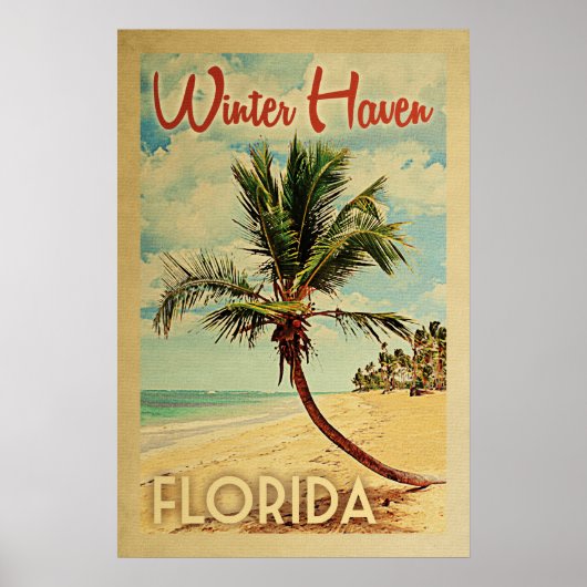 Winter Haven Palm Tree Vintage Travel Poster (Voorkant)