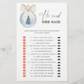 Winter He said she said bridal shower game (Voorkant)