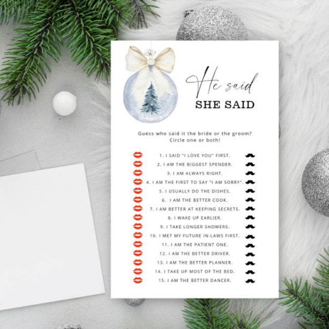 Winter He said she said bridal shower game (Creator heeft geüpload)