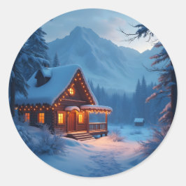 Winter Hearth – Klassieke ronde sticker voor een g