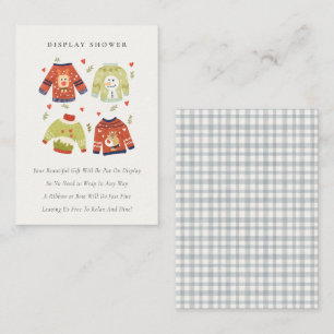 Winter Hearts Ugly Sweater Display Baby shower Informatiekaartje