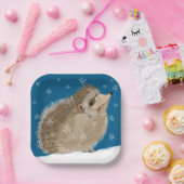 Winter Hedgehog 7-inch vierkant papier Bord (Feest)