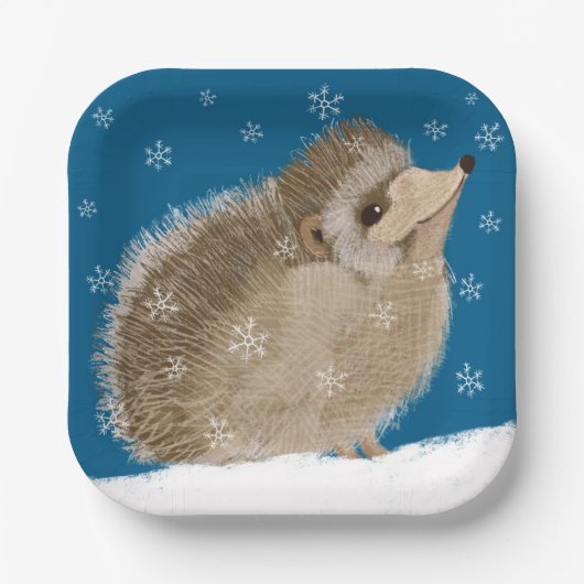 Winter Hedgehog 7-inch vierkant papier Bord (Voorkant)