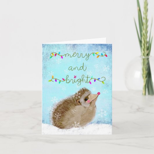 Winter Hedgehog BLANK Wenskaart Bedankkaart (Voorkant)