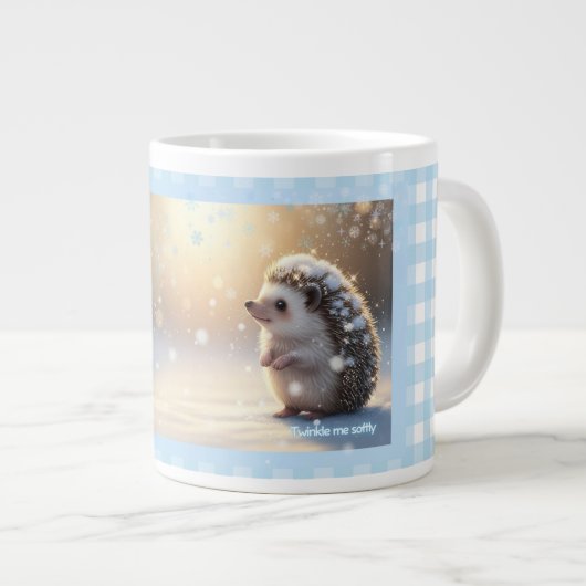 Winter Hedgehog Mug – Cute Snowflake  Grote Koffiekop (Voorkant rechts)