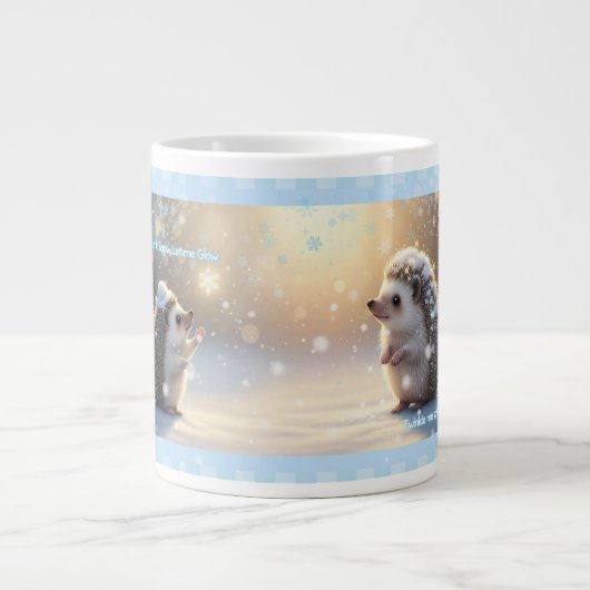 Winter Hedgehog Mug – Cute Snowflake  Grote Koffiekop (Voorkant)